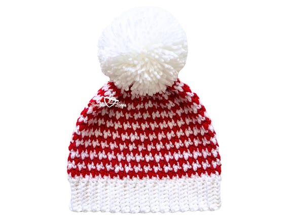 Houndstooth Crochet Pattern Beanie • Crochet Houndstooth Hat