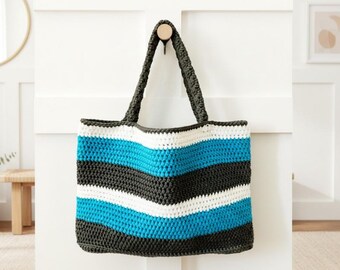 Crochet Tote Bag Pattern | Striped Summer Beach (PDF Pattern)