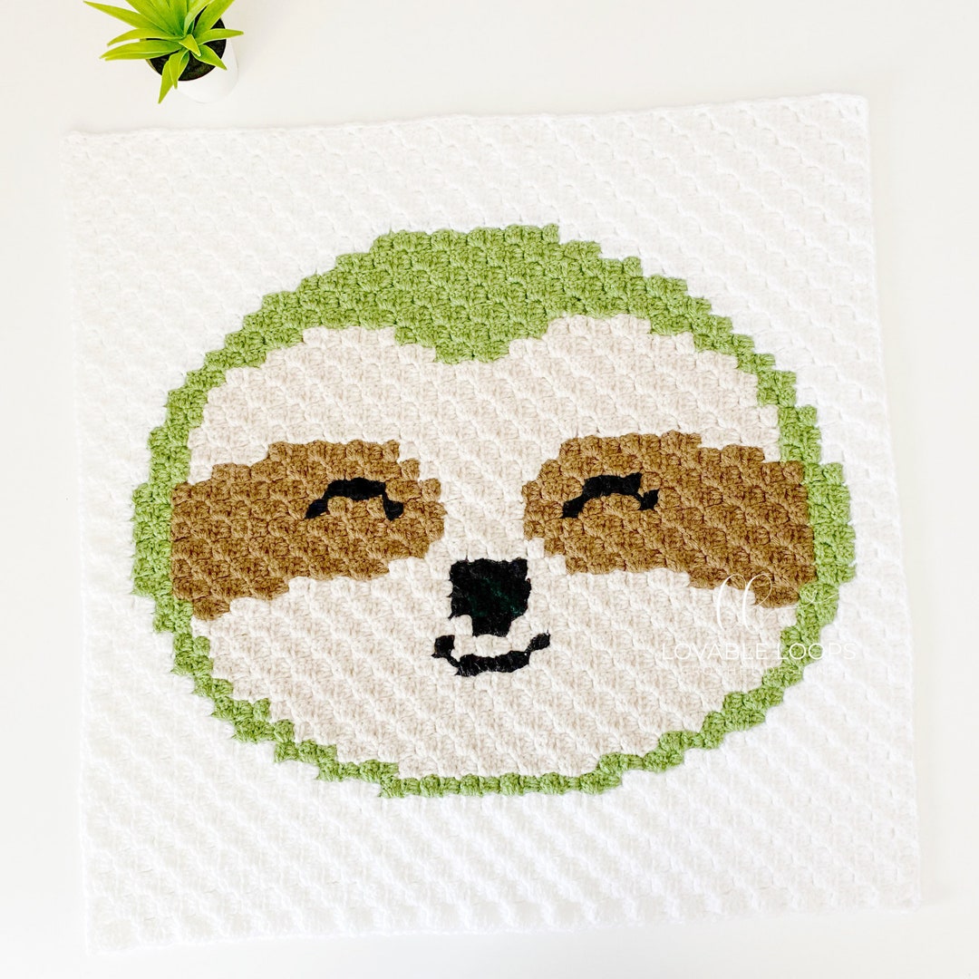 Sloth Face Crochet Pattern corner to corner c2c Sloth - Etsy España