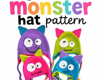 Häkelanleitung für eine Monstermütze, Halloween-Mütze (PDF), Kinderkostümmütze