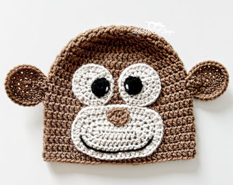 Monkey Crochet Hat Pattern, Crochet Pattern Hat Monkey, Monkey Hat Pattern Crochet, Crochet Beanie Hat Pattern, Crochet Monkey Hat Pattern,