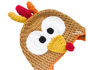 All sizes Turkey Hat Crochet Pattern | Baby, Toddler, Child & Adult Turkey Hat Crochet Pattern | Fall Thanksgiving Crochet Hat Pattern