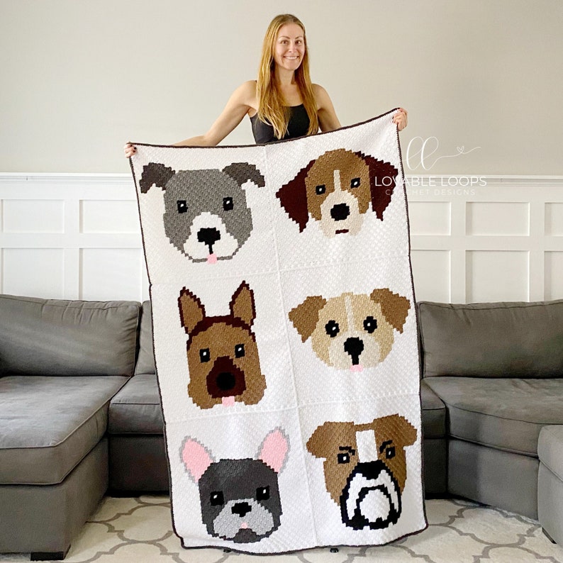 Dog Blanket Crochet Pattern Crochet Dog Blanket Pattern Crochet Dogs c2c Crochet Dog Squares Crochet Dog blanket Dog Patterns image 2