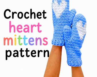 Häkelanleitung für Herz-Fäustlinge, Valentinstag-Winterhandschuhe (PDF), kuschelige Handwärmer