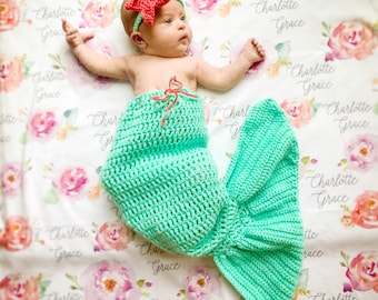 Baby Mermaid Tail Crochet Pattern | 0-6 Months (PDF Pattern)