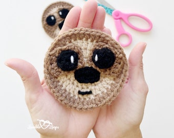 Crochet Sloth Pattern, Sloth Crochet Pattern, Crochet Applique Pattern, Crochet Pattern Sloth, Sloth Applique, Easy Crochet Applique Sloth