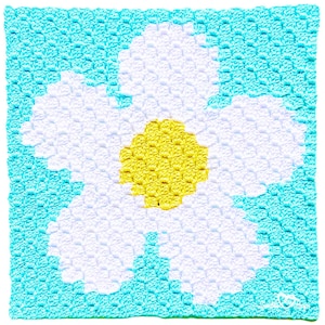 Daisy crochet pattern | c2c crochet pattern | flower crochet pattern | crochet flower square | flower crochet square | flower crochet decor