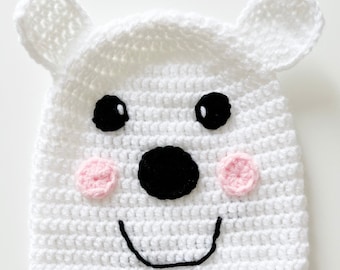 Polar Bear Crochet Hat Pattern, Crochet Pattern Hat Polar Bear, Polar Bear Hat Pattern Crochet, Crochet Beanie Hat Pattern, Crochet Pattern
