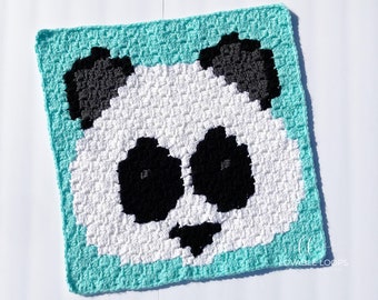 Corner to Corner c2c Crochet PATTERN Panda Bear Face Emoji Graph Square