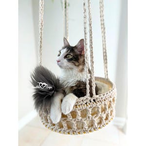Boho Bliss Crochet Hanging Cat Bed Pattern • Crochet Cat Bed Pattern • Boho Cat Hammock Pattern • Cat Hammock Bed • Cat Swing • Cat Basket