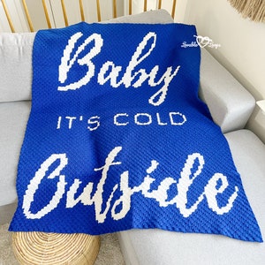 Crochet Winter Blanket Pattern | Crochet Baby It&#39;s Cold Outside Blanket | c2c Winter Blanket | corner to corner Winter Blanket Pattern
