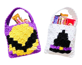 Crochet Halloween Treat Bag Pattern • Frankenstein & Witch (PDF Pattern)