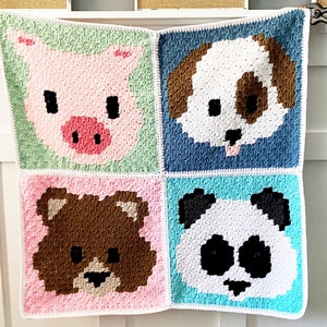 Corner to Corner c2c Crochet PATTERN Dog Puppy Face Emoji Graph Square image 2