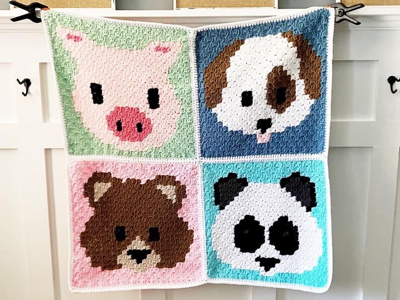 Corner to Corner c2c Crochet PATTERN Dog Puppy Face Emoji Graph Square image 2