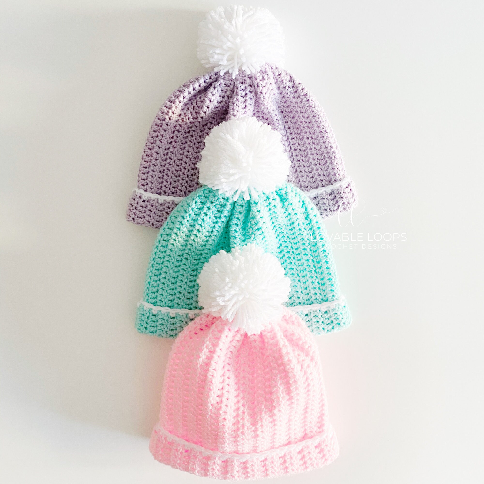 3 Sizes Easy Peasy Beanie Crochet Pattern Worked Flat Etsy