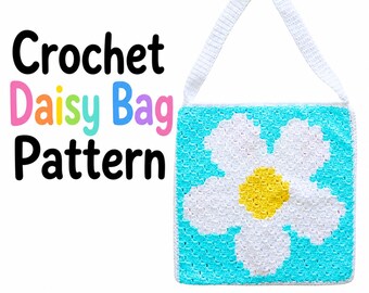 Crochet Daisy Flower Tote Bag Pattern • C2C Design (PDF Pattern)