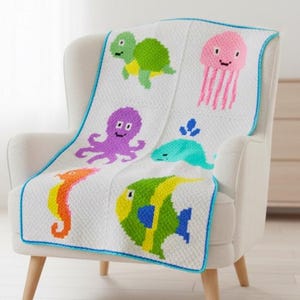 Ocean Animal Crochet Blanket Pattern | C2C Sea Creature Nursery (Digital Download)