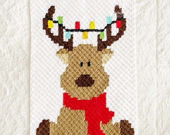 Reindeer Crochet Pattern | corner to corner c2c Reindeer Crochet Pattern | Crochet Reindeer Graph | Christmas Reindeer crochet pattern