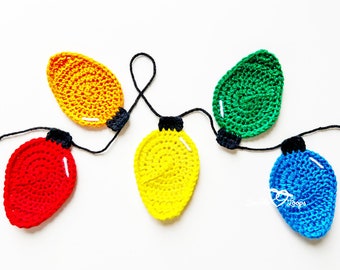 Crochet Christmas Lights Pattern, Crochet Lights Pattern, Christmas Lights Crochet Pattern, Crochet Applique, Christmas Applique, Applique