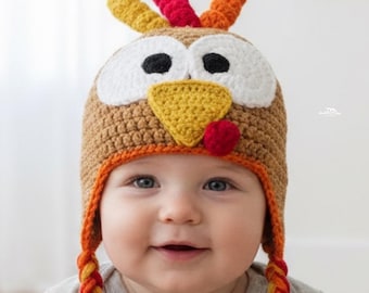 Crochet Turkey Hat Pattern | All Sizes, Fall Thanksgiving (Digital Download)