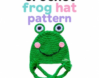 Frog Hat Crochet Pattern | Toddler, Child, Adult Sizes (Digital Download)
