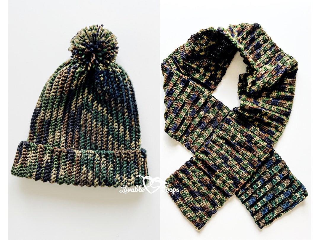 Mens Hat & Scarf Set Crochet Pattern Mens Ribbed Hat Crochet Pattern