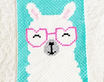 Llama Crochet Pattern | corner to corner (c2c) Llama Crochet Pattern | Crochet Llama Animal Graphs | Llama wearing glasses crochet pattern