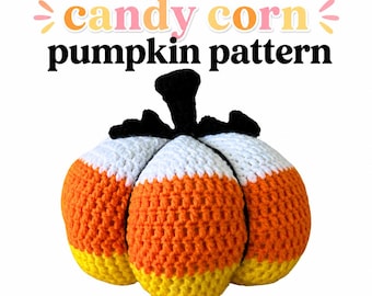 Häkelanleitung für einen Kürbis mit Zuckermais-Motiv, Halloween-Deko-PDF, einfacher Herbstkürbis