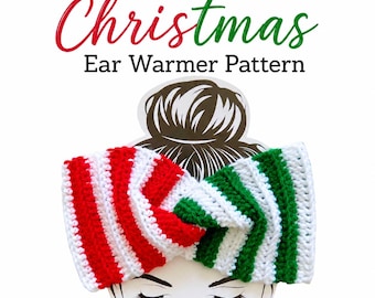 Weihnachtshäkelanleitung für Ohrenwärmer, PDF für gedrehtes Stirnband, festliches Winterstirnband