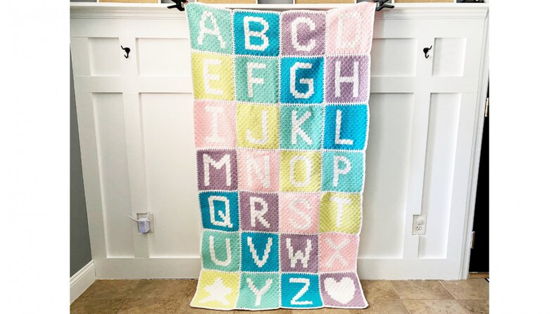 Alphabet Blanket ABC letters c2c crochet pattern crochet c2c alphabet ABC graphs c2c crochet letter patterns image 1