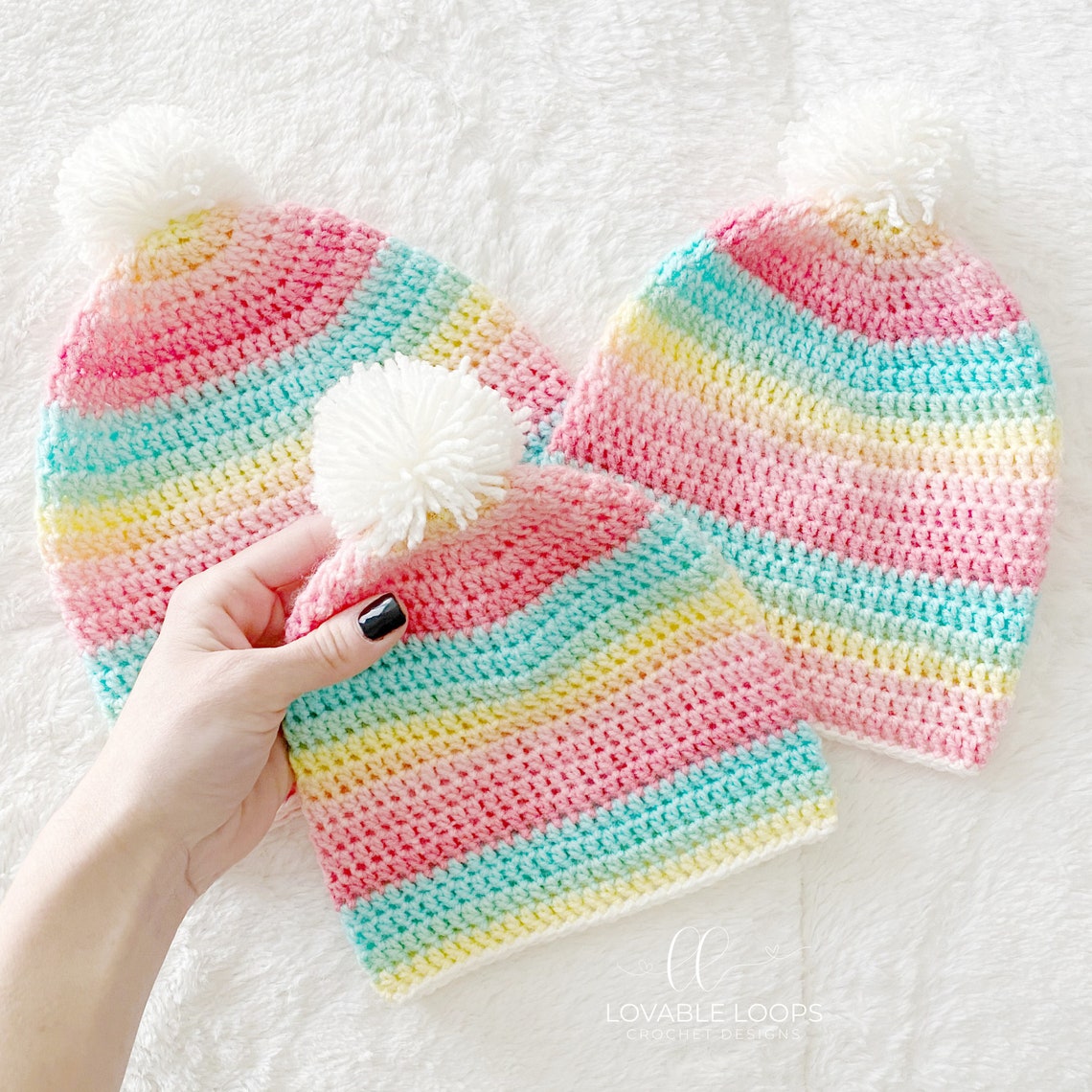 3 Sizes Light Weight Yarn Beanie Hat Crochet Pattern ONLY Etsy
