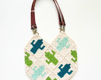Cactus Bag Crochet Pattern | Crochet Tote Bag Pattern | Summer Cactus Tote Bag Pattern | Beach Bag crochet pattern | Handbag crochet pattern