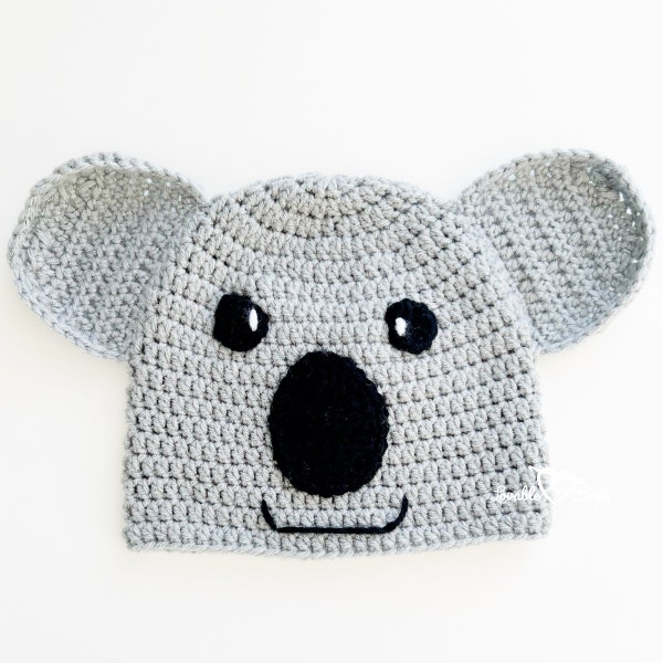 Koala Bear Crochet Hat Pattern, Crochet Pattern Hat Koala Bear, Koala Bear Hat Pattern Crochet, Crochet Beanie Hat Pattern, Crochet Pattern