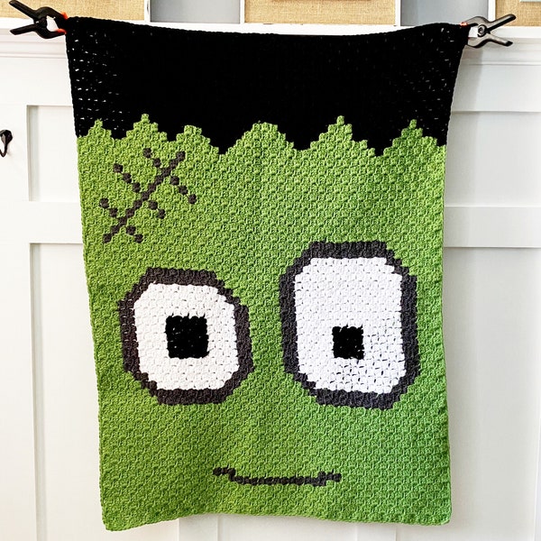 Corner to Corner c2c Crochet PATTERN Frankenstein Blanket Halloween Blanket