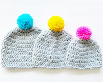 3 Sizes Super Bulky Hat Crochet Pattern ONLY | Crochet Beanie Pattern | Baby, Child & Adult Sizes Super Bulky Beanie Hat Crochet Pattern