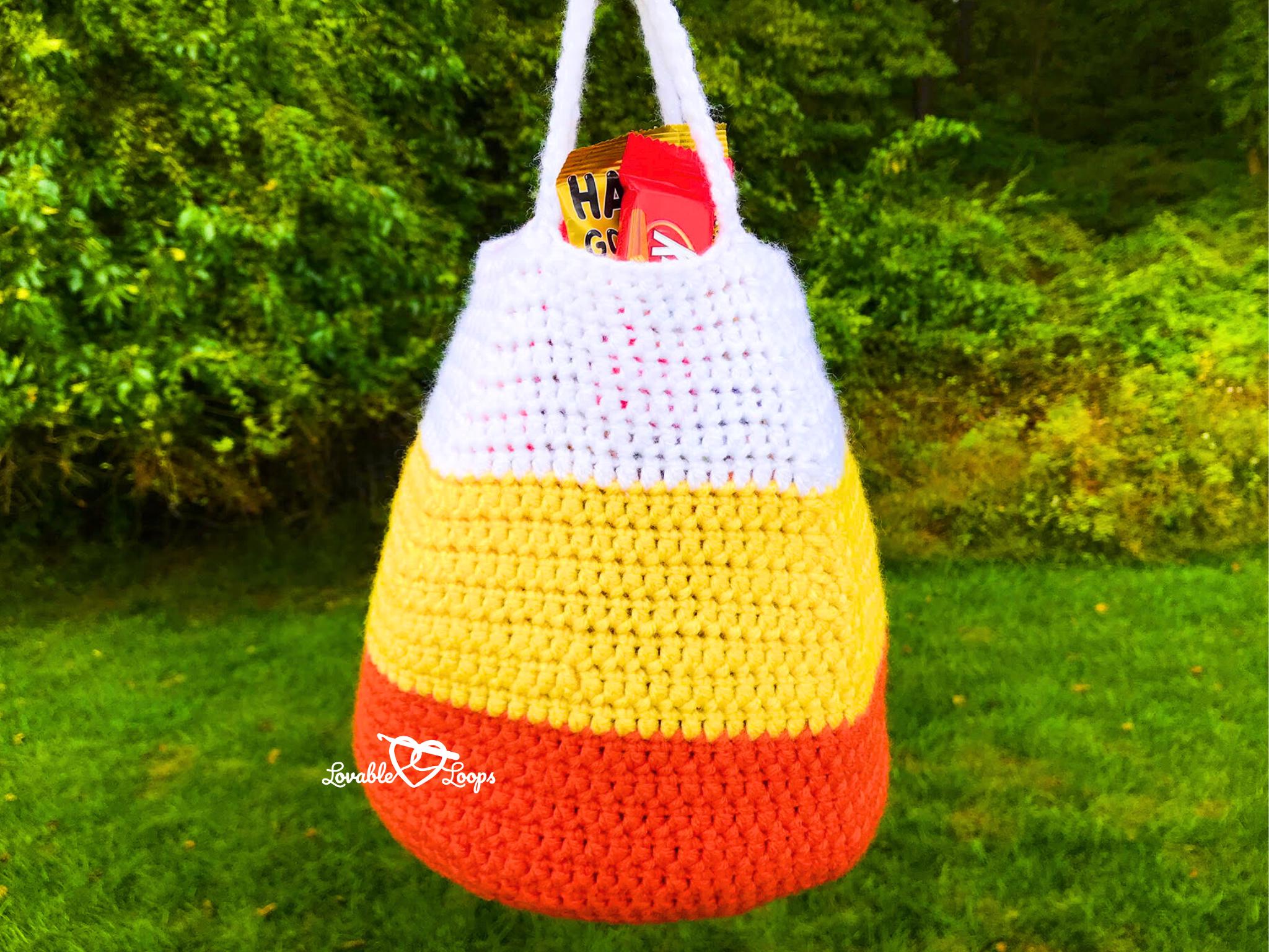 Crochet Candy Corn Bag Pattern • Halloween Treat Tote (PDF Pattern) - Etsy