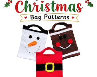 Häkelanleitung für eine Weihnachtsgeschenktüte, PDF-Anleitung für einen Lebkuchenmann mit Schneemann, Weihnachtstüte für festliche Leckereien