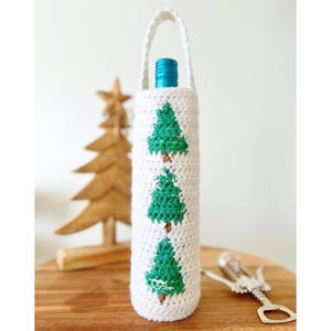 Christmas Crochet Wine Bottle Holder PATTERN • Wine Holder • Wine Tote Pattern • Wine Bag • Wine Bottle Cover • Wine Bottle Cozy Wine Cover