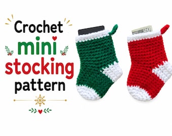 Häkelanleitung für einen Mini-Weihnachtsstrumpf, PDF-Weihnachtsschmuck, Geschenkkartenhalter