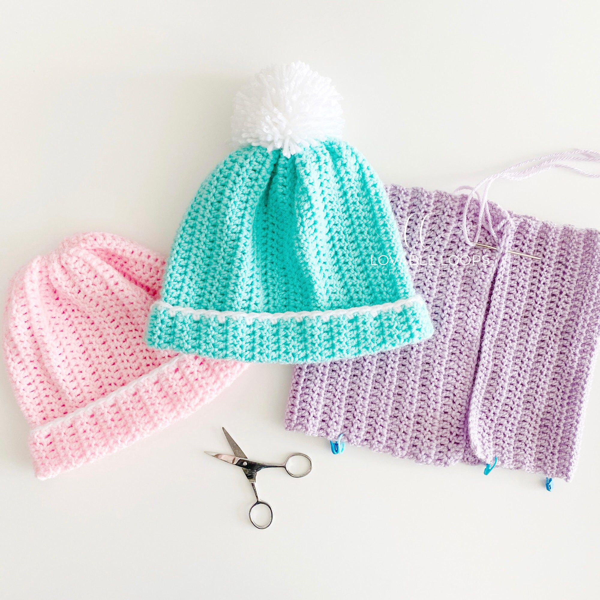 3 Sizes Easy Peasy Beanie Crochet Pattern Worked Flat Etsy