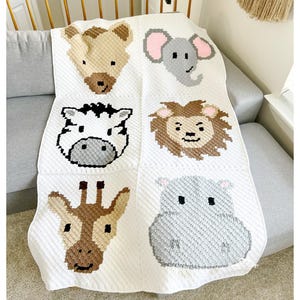 Safari Animals C2C Crochet Baby Blanket Pattern, Six Panel Nursery PDF ...