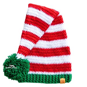 All Sizes Crochet Elf Hat Pattern • Classic Elf Hat Pattern • Striped Elf Hat Crochet Pattern • Beginner Crochet Christmas Hats Pattern