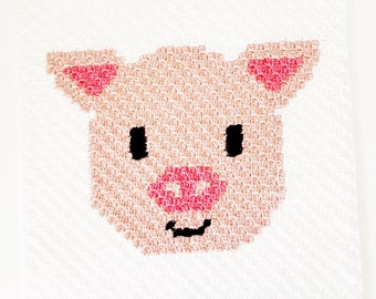 Pig Crochet Pattern | corner to corner (c2c) Pig Crochet Pattern | Crochet Farm Animal Graphs | Crochet Pig Pattern