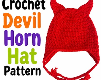 Häkelanleitung für eine Teufelsmütze, Halloween-Mütze mit Hörnern (PDF), Kostümmütze