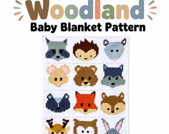 Waldtier Babydecke Häkelanleitung, C2C Kinderdecke PDF