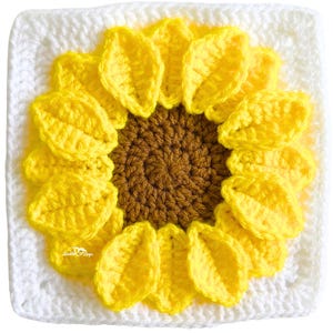 Crochet Sunflower Pattern • Crochet Sunflower Granny Square Pattern • Crochet Sunflower Square • Sunburst Sunflower Granny Square