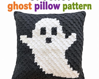 Häkelanleitung für ein Geisterkissen, Halloween-Deko-PDF, C2C-Geisterkissen
