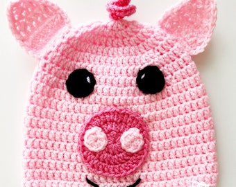 Pig Crochet Hat Pattern, Crochet Pattern Hat Pig, Pig Hat Pattern Crochet, Crochet Pig Beanie Hat Pattern, Pig Hat Pattern Crochet