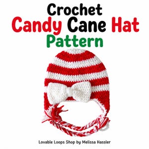 Candy Cane Hat Crochet Pattern | Toddler, Child & Adult Sizes (PDF Pattern)