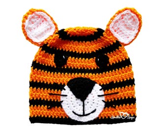 Modèle de bonnet Tigre au crochet, Modèle de bonnet au crochet Tigre, Modèle de bonnet Tigre au crochet, Modèle de bonnet d&#39;hiver au crochet